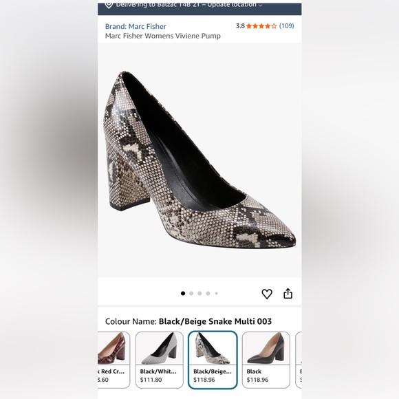 Marc Fisher $118 Women’s Viviene Classic Snake Print Block Heel Pump Size 11 NEW - Picture 14 of 14